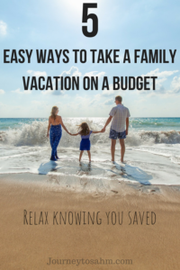 5 easy tips and ideas to take a family vacation on a budget with kids. Follow these frugal travel tips to take it easy on your wallet and relax on your vacation. #parenting #frugal2fab #budget #kids #momlife
