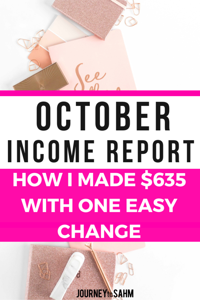 My October Blog Income report. How I made $635 with one easy change. Learn how affiliate marketing on your website can help through the holidays and Christmas and blogging tips and tricks to get you there. Learn how to make money online with a mom blog. Includes ideas to use on your website in any niche to become the entrepreneur you dream of. #bloggingtips #bloggerlife #blogging #momblogger #blog