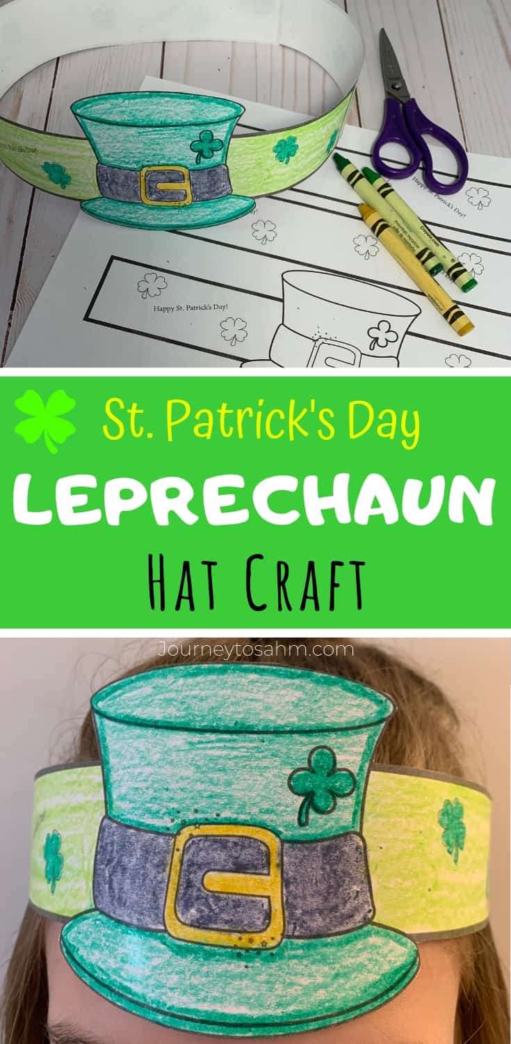 Fun and easy St. Patrick's Day Leprechaun hat crafts for kids. Boys and girls will love coloring this free template image. A perfect St. Paddys picture for children and families to celebrate the green Irish holiday. #saintpatricksday #stpatricksdaycrafts #papercraftideas #leprechaun #kidscrafts