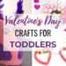 Easy Valentine's Day crafts for toddlers and preschoolers. Use simple supplies such as paper, feathers, conversation hearts, and paint to have a fun DIY day with the kids! #craftsforkids #craftsfortoddlers #valentinecrafts #toddleractivities #toddlercrafts
