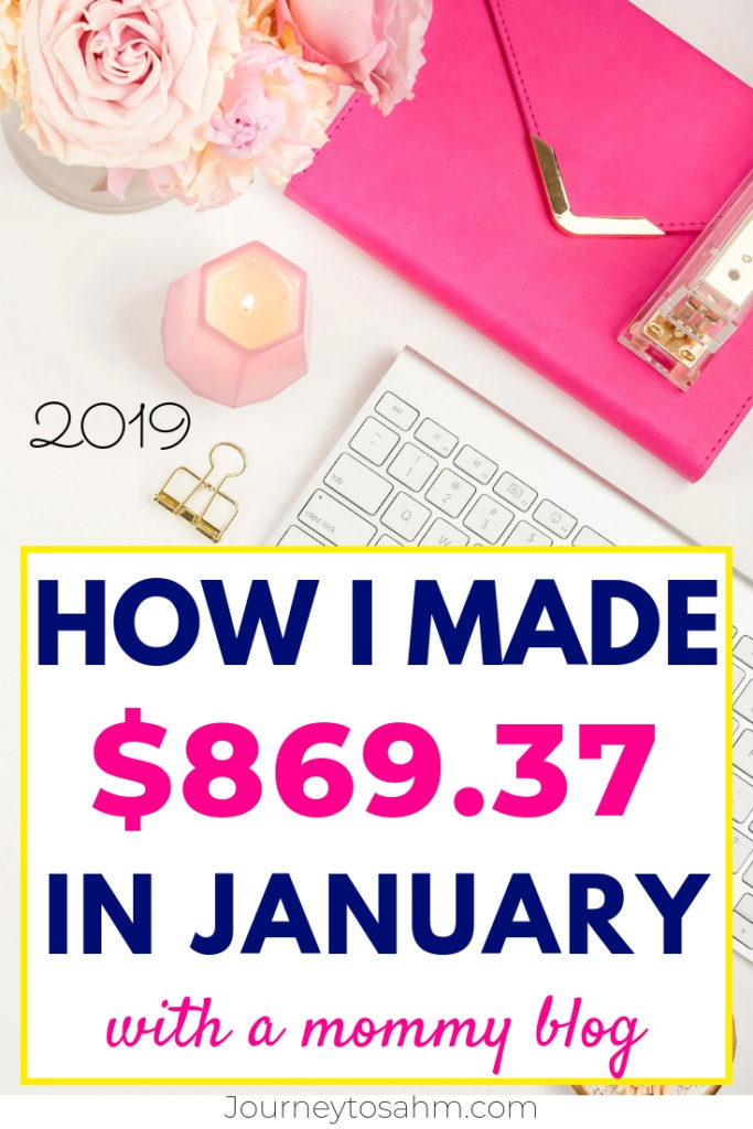 2019 January income report. How I make money from home with a mommy blog that's less than a year old. Includes tips and ideas to make extra money with a blogging business you'll love. #momblogger #bloggingtips #bloggerlife #makemoneyfromhome #bloggingadvice