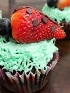 Spring Strawberry Ladybug Cupcakes