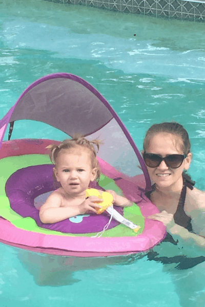 One Year Old Swimming in Pool with Mom