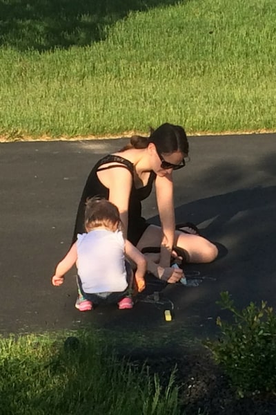 Drawing Chalk with Mom