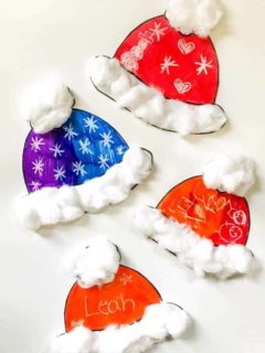 winter hat craft with cotton balls