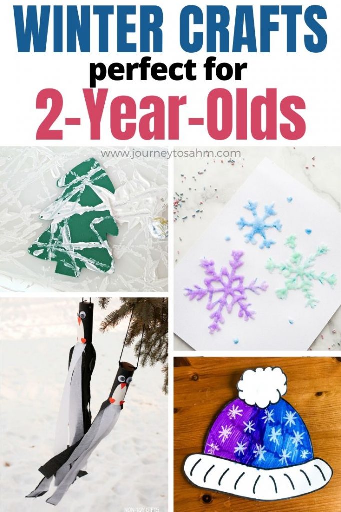 Collage of 2 Year Old Winter Crafts