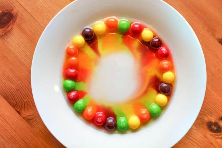 Skittles starting to blend with water