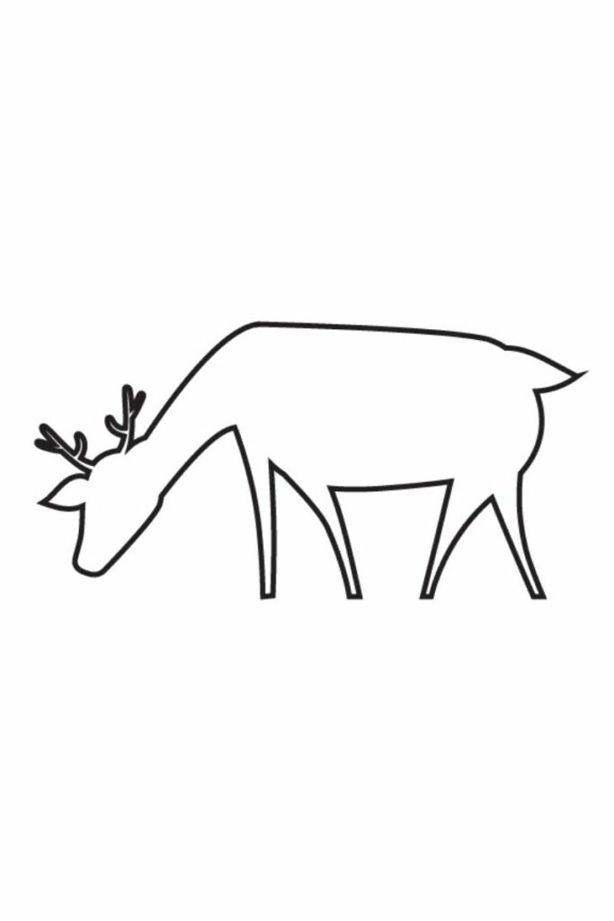 Reindeer printable PDF eating food off ground