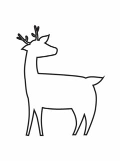 Reindeer printable template standing looking backward