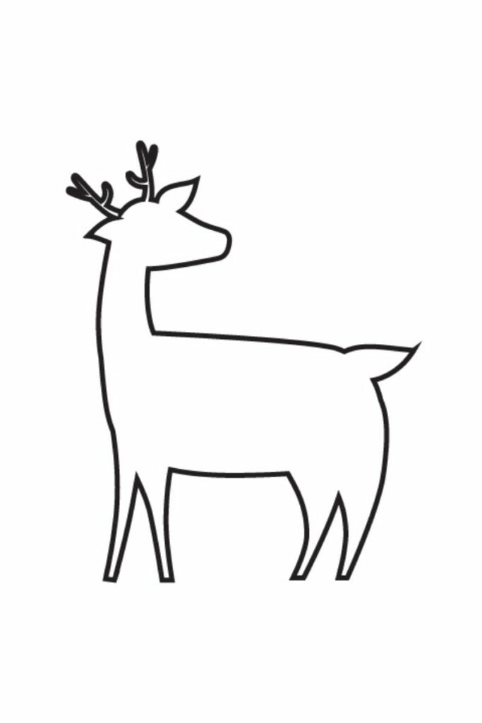 Reindeer printable template standing looking backward